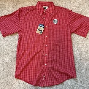 Wrangler Red Gingham Short-Sleeve Button-Down Shirt, M